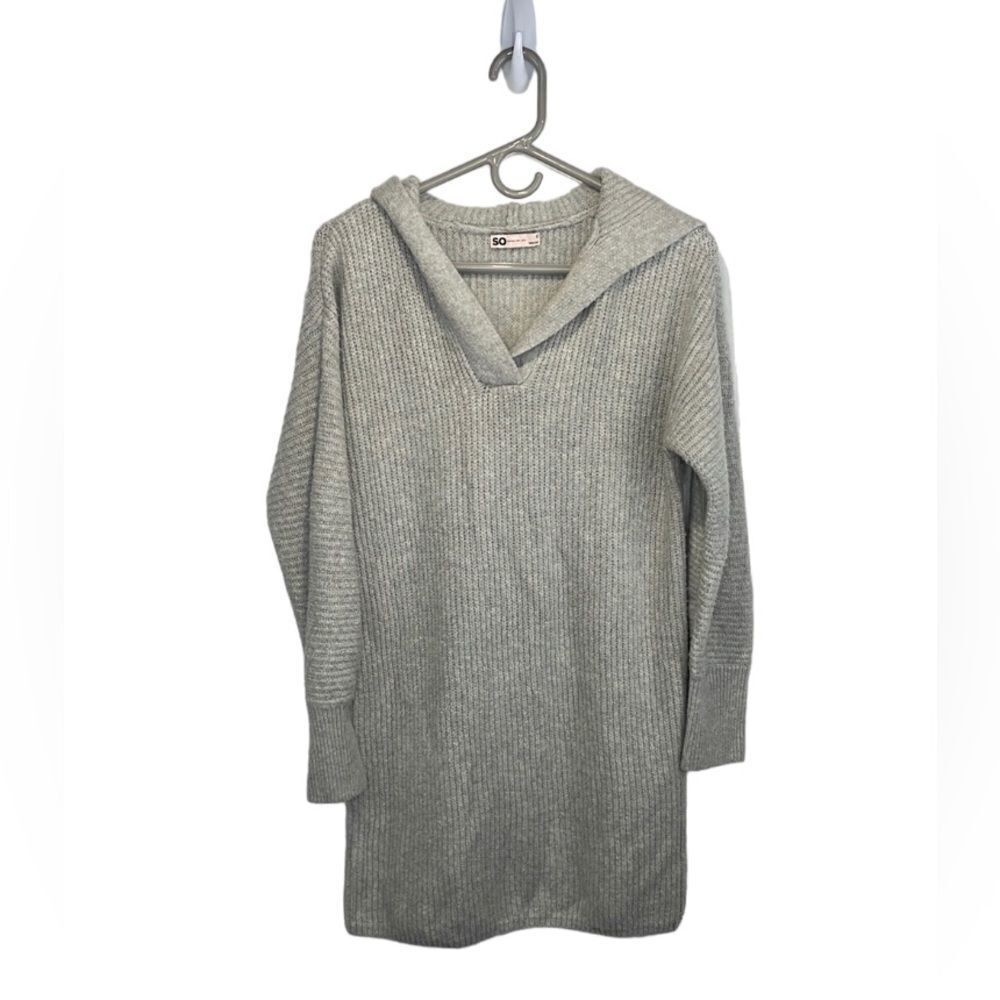 SO Knit Sweater Dress Long sleeve with hood a line super soft and cozy Small